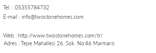 Two Stone Homes telefon numaralar, faks, e-mail, posta adresi ve iletiim bilgileri